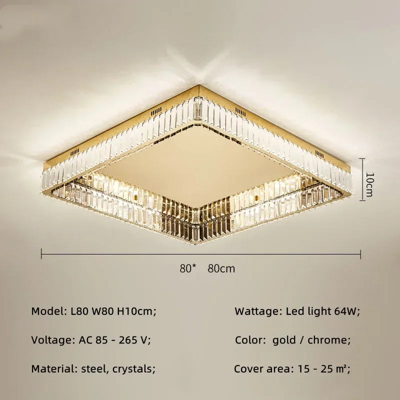 Decorbites™ Kristall-LED dimmbare Deckenleuchten: Moderne quadratische Stahlarmatur für das Wohnzimmer