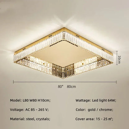 Decorbites™ Kristall-LED dimmbare Deckenleuchten: Moderne quadratische Stahlarmatur für das Wohnzimmer