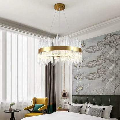Decorbites™ Goldkristall-Kronleuchter: Dimmbare Luxus-Pendelleuchte für Schlafzimmer, Wohnzimmer und Hotel