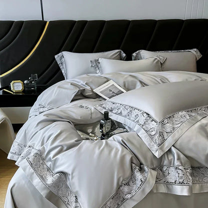 Decorbites™ Luxe 1500TC Ägyptische Baumwolle Spitzenweiter Bettwäsche-Set: Bettbezug, Laken, Kissenbezüge