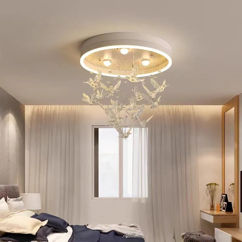 DecorBites™ Flying Bird Ceiling Light for Girls Room Decor, White Princess Bedroom Lamp