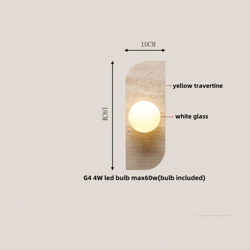 DecorBites™ Double LED Wall Lamp Sconce Yellow Cave Stone Iron Canopy Mirror Light