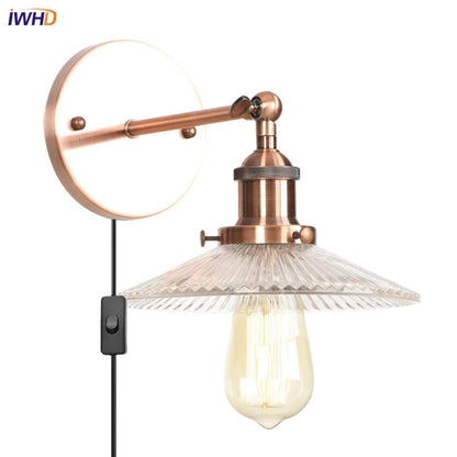 DecorBites™ Industrial Loft LED Wall Lights for Bedroom, Plug In Stairs Lamp