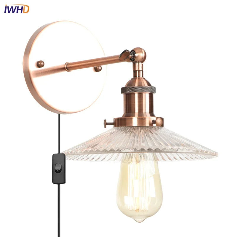 Decorbites™ Industrielles Loft-LED-Wandleuchte für Schlafzimmer, Badezimmer, Treppen - Steckdosensichtbare Eisenlampe
