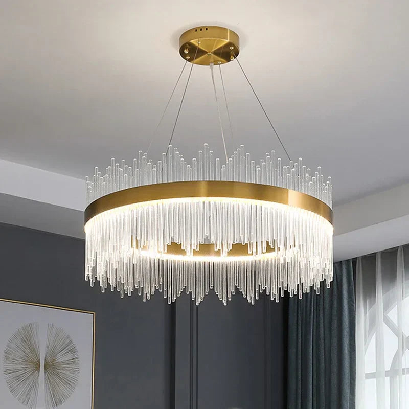 Gold Dimmable Crystal Chandelier