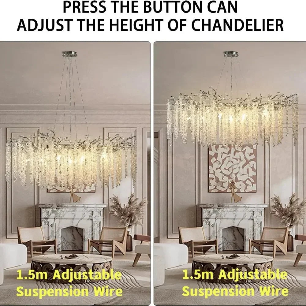 Decorbites™ Gold Kristallzweig-Kronleuchter | Moderne Luxus-Runde Deckenleuchte