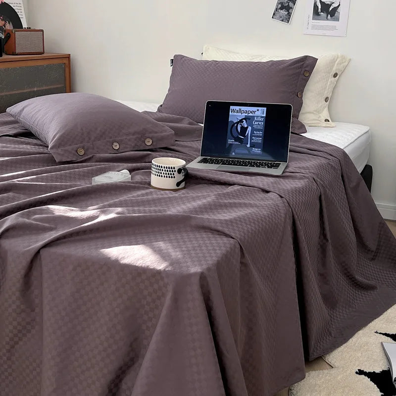 DecorBites™ Luxe Cotton Satin Stripe Bed Sheet Set with 2 Pillowcase