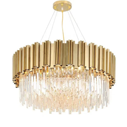 DecorBites™ Crystal Gold Chandeliers: Modern Luxury for Villa Living Room - Nordic Design
