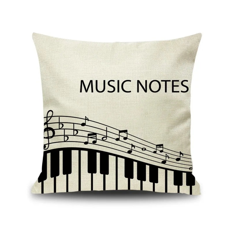 Decorbites™ Notenbrief Piano-Grafik-Druck Leinen-Kissenbezug 45x45cm Wohnzimmer-Dekoration