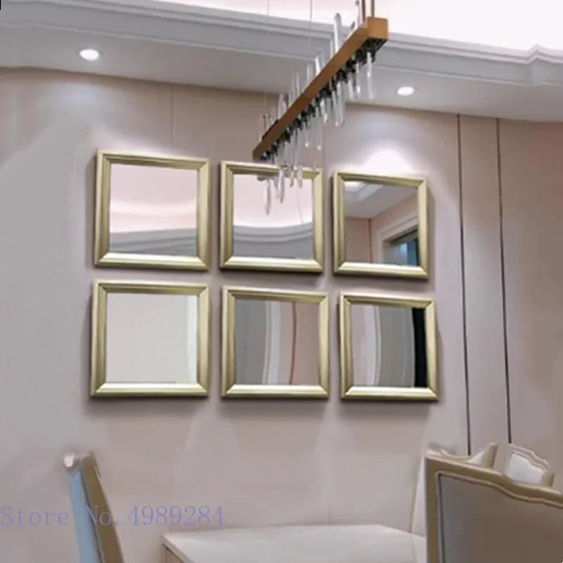 Decorbites™ Goldener Rahmen Quadratischer Spiegel Wanddekoration Kombination