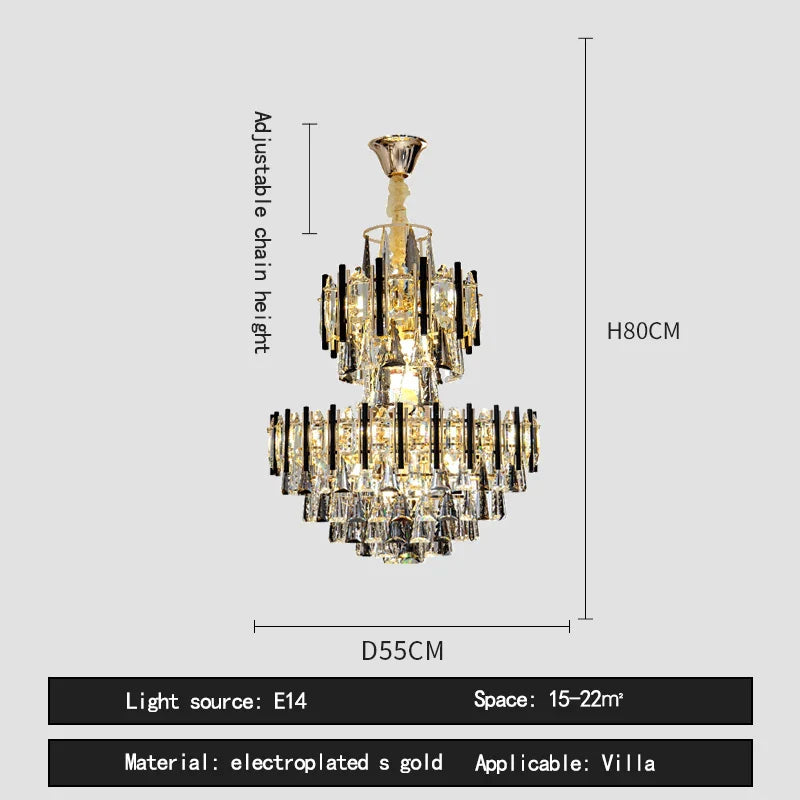 Decorbites™ Crystal Hollow Villa Kronleuchter: Moderne Luxus-Hängeleuchte für Wohnzimmer und Hotel-Lobby