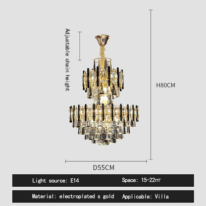 Decorbites™ Crystal Hollow Villa Kronleuchter: Moderne Luxus-Hängeleuchte für Wohnzimmer und Hotel-Lobby