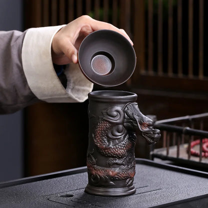 Decorbites™ Drachen-Teeblatt-Trichterfilter für Kung-Fu-Tee, Keramik-Tischdekoration