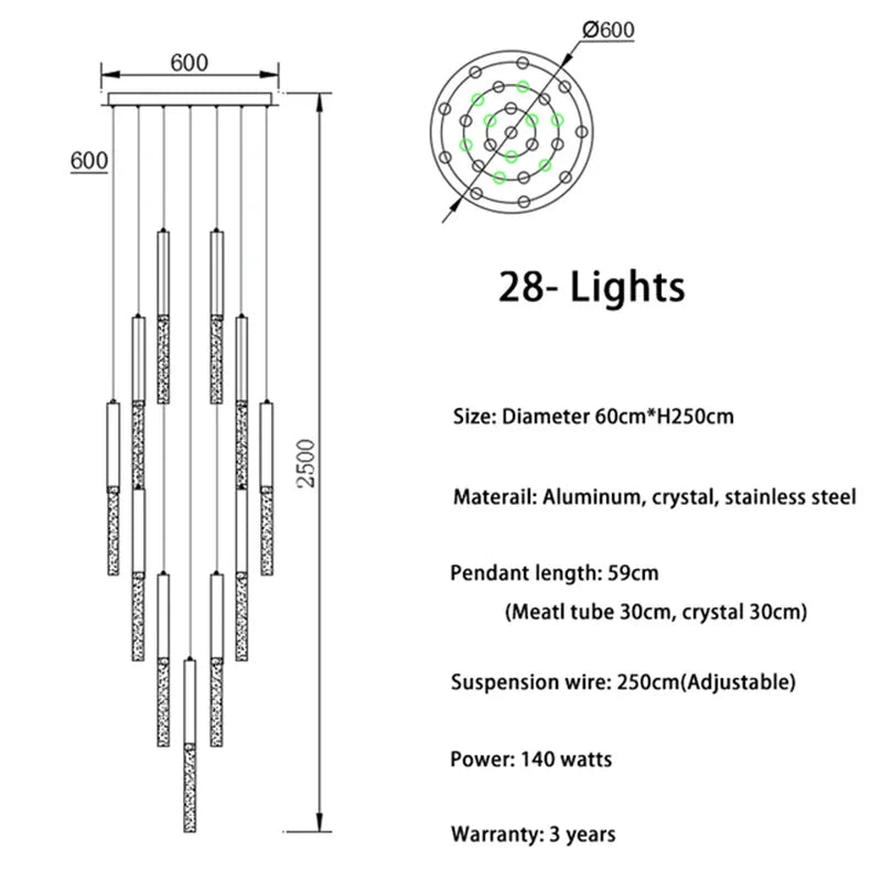 DecorBites™ Crystal LED Chandelier: Stylish Lighting for Staircase & Living Room