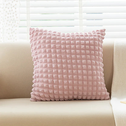 DecorBites™ Cream Style Elastic Puff Plaid Cushion Cover 45*45CM Home Decor