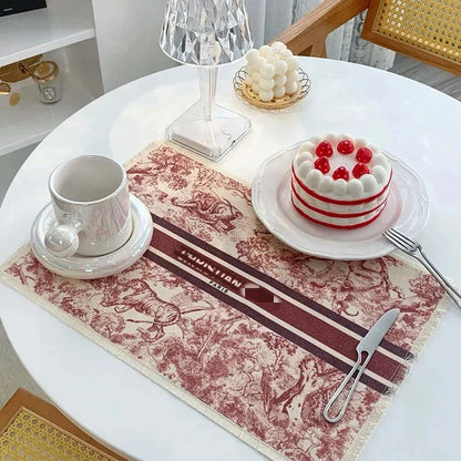 Decorbites™ Baumwoll-Leinen-Platzset - Tischdecken-Polster für Küchen-Essbereich