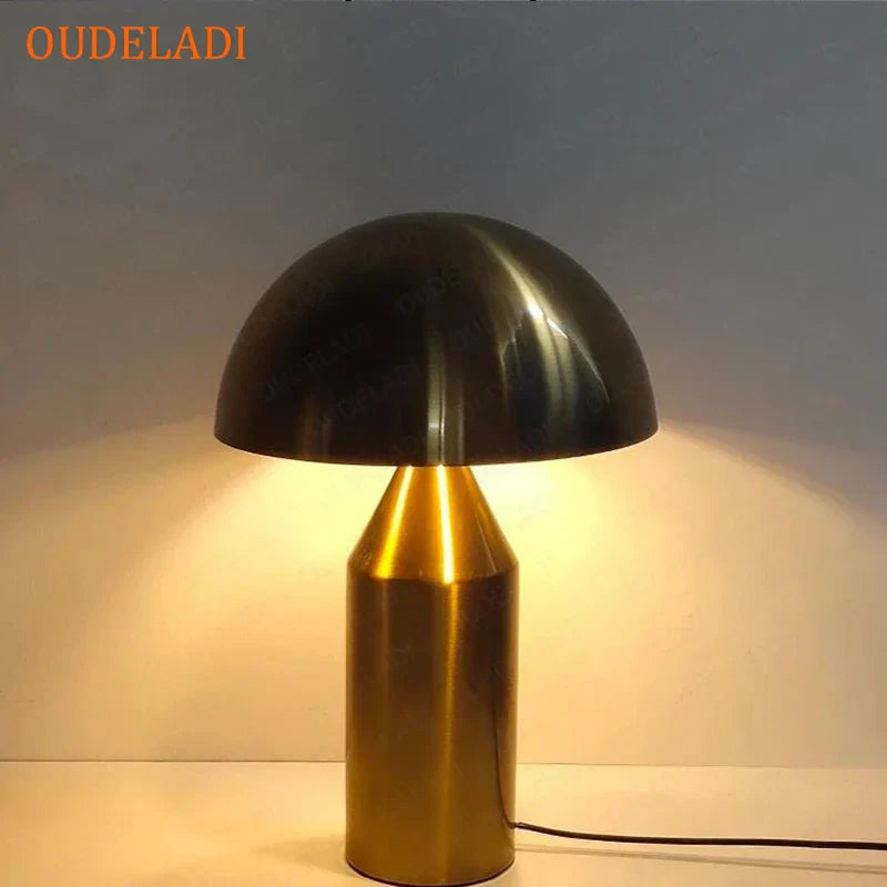 DecorBites™ Gold Iron Mushroom Table Lamp for Home Decor, Living Room, Bedroom - G9 Interface