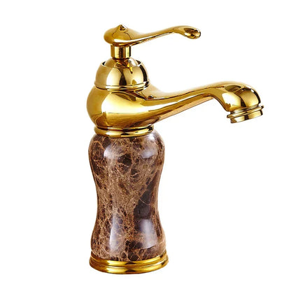 Decorbites™ Golden Marmor Badezimmer Waschtischarmatur Heiß-Kalt-Wasser-Mischer Deckenmontiert Goldener Hahn