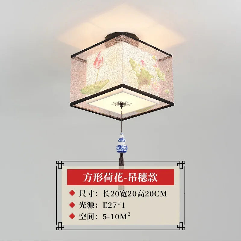 Decorbites™ Lotus Chinesische Kronleuchter Deckenlampe Einfaches Korridor-Gemälde LED-Beleuchtung