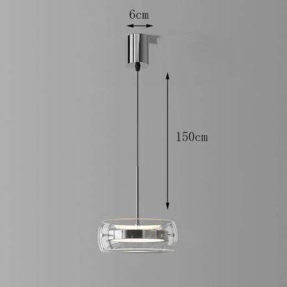 Modern Glass Ring Pendant Light in Iron
