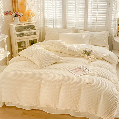 DecorBites™ Bubble Yarn Fabric Double-sided Duvet Cover Set with Sheets for Soft Comfort