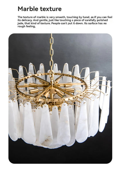 Französisches Marmor-Hängeleuchte Modern Kupfer E14 LED Wassertropfen-Kronleuchter für Wohnzimmer Esszimmer Schlafzimmer Heimdekoration Leuchten