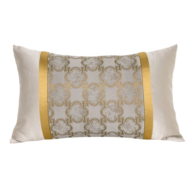 Decorbites™ Gold Quatrefoil Geometrisches Jacquard-Kissenbezug – Luxuriöse Wohnraumausstattung