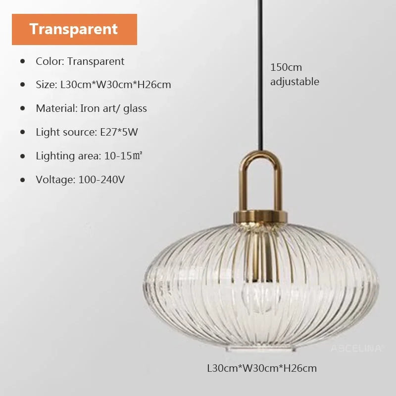 Nordic Clear Glass Pendant Light With Minimalist Shade