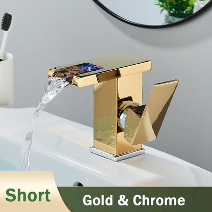 Decorbites™ LED Schwarzer Wasserfall Beckenarmatur: Deckengemontierter Hydroelektrischer Mischbatterie Hahn