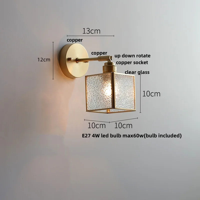 Decorbites™ Japanischer Stil LED-Wandleuchte mit klarem Glas und Zugschalter Nachttischlampe