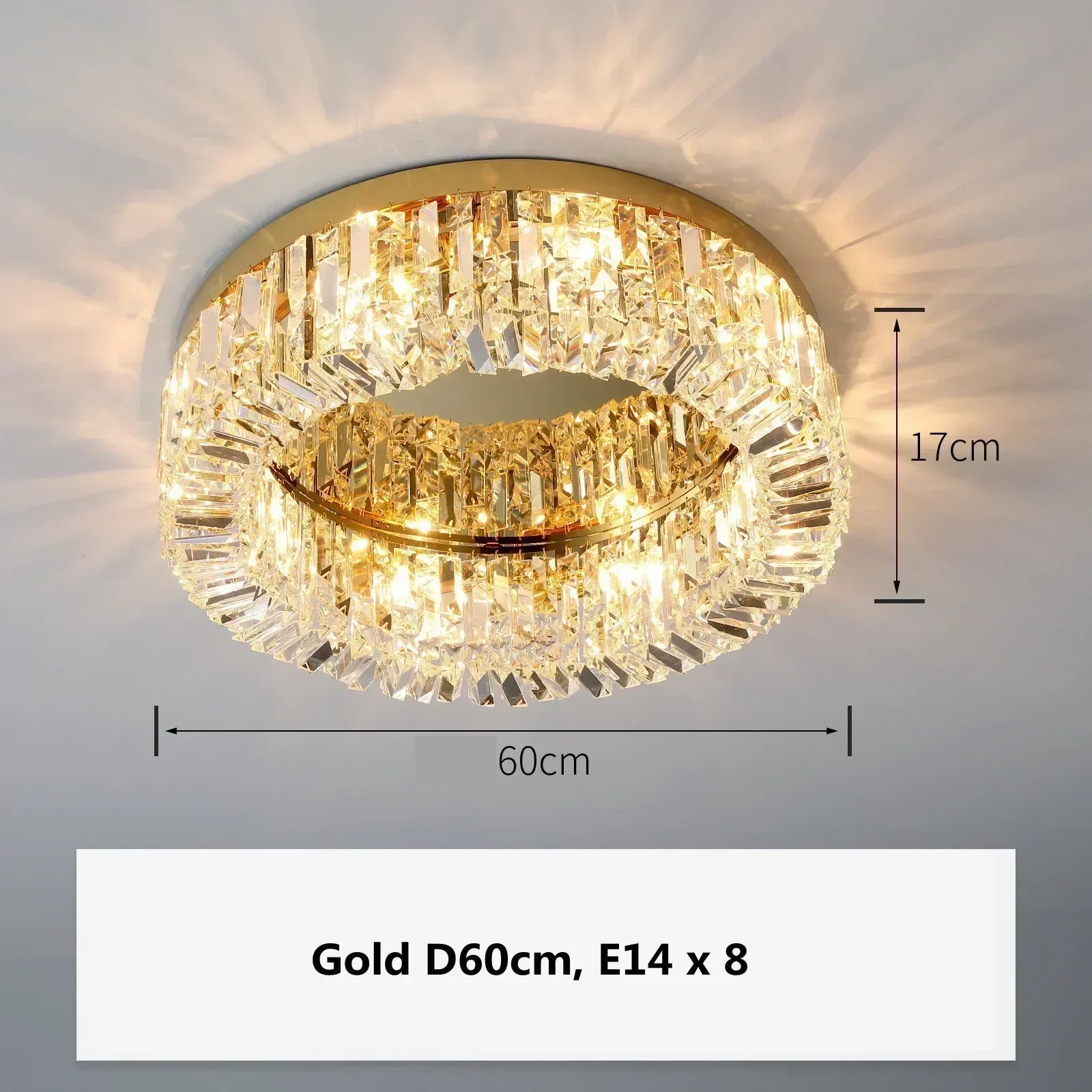 Gold Crystal Dining Chandelier D100cm 16-Light