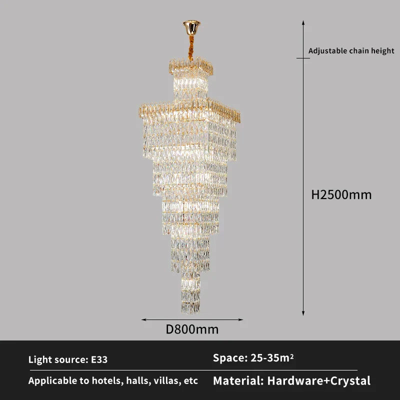 Decorbites™ Kristall-Hohlkristall-Treppen-Chandelier für Duplex-Villa und Hotel-Lobby