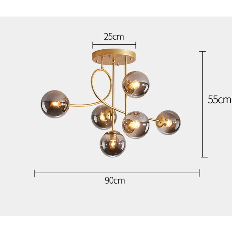 Decorbites™ Glas-Kugeln-LED-Deckenleuchter – Moderne nordische Pendelleuchte für das Wohnzimmer