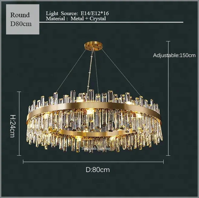 DecorBites™ Crystal LED Oval Chandelier for Dining Room Lighting