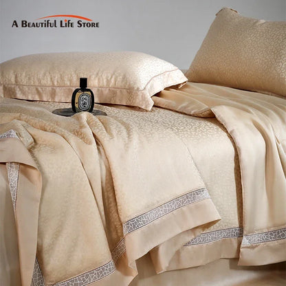DecorBites™ Leopard Jacquard Summer Quilt Bedding Set with Bed Sheet & Pillowcase