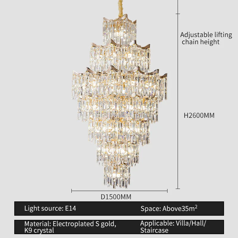 Decorbites™ Elegante Kristall-Kronleuchter für Duplex-Wohnzimmer, Hotelfoyer – Luxuriöse Atmosphäre