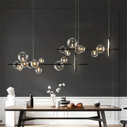 Decorbites™ Glasball-LED-Kronleuchter: Moderne lange Pendelleuchte für Wohnzimmer und Geschäft