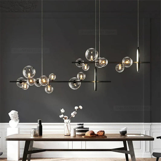 Decorbites™ Glasball-LED-Kronleuchter: Moderne lange Pendelleuchte für Wohnzimmer und Geschäft