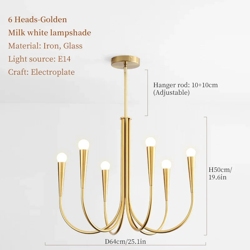 DecorBites™ French Candle Led Chandelier Black Gold Kitchen Modern Island Light