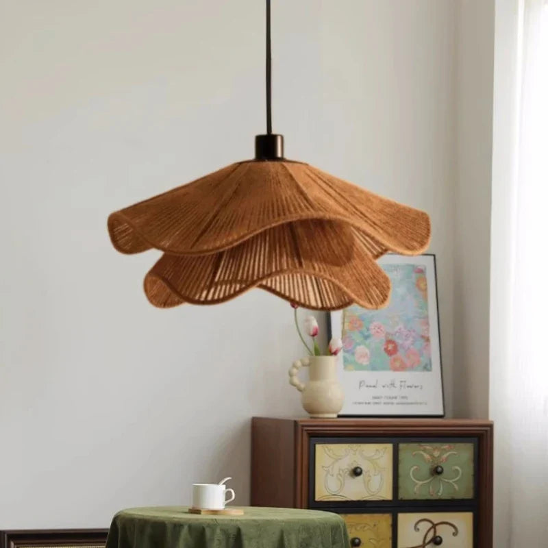 Decorbites™ Japanische Hanfstrick-Hängelampe E27 LED-Leuchte – Nordischer Wabi-Sabi-Stil