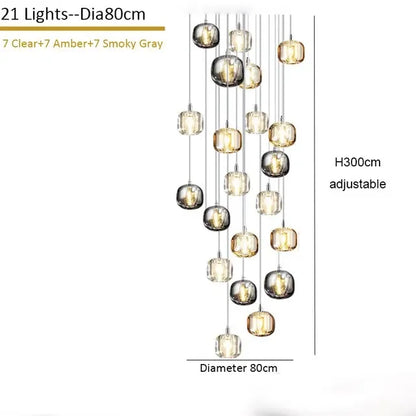 DecorBites™ Crystal Staircase Chandelier: Modern Luxury Indoor Lighting Fixture