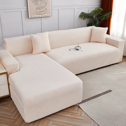 Decorbites™ Jacquard-Sofabezug | Dehnbares Fleece-Schutzbezug für dicke Couch | Einfarbiger Bezug