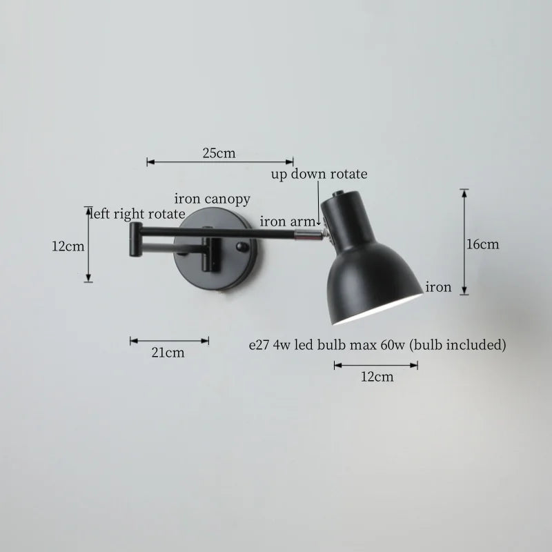 DecorBites™ Cream LED Swing Arm Wall Lamp for Living Room Bedroom Mirror Stair Light