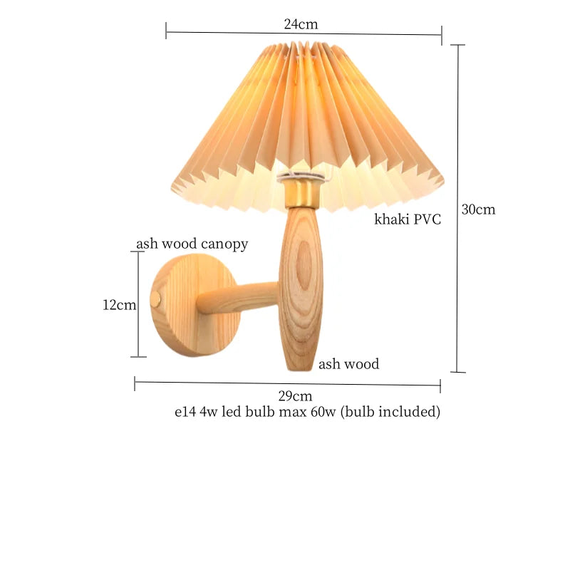 Decorbites™ Khakifarbene PVC-LED-Wandleuchte | Dekoration für Loft-Wohnzimmer | Vintage-Design aus Walnussholz