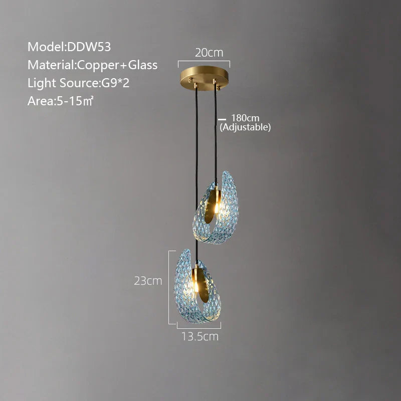 Decorbites™ LED Art-Deco-Blaupfau-Blätter-Kupfer-Deckenleuchter für das Wohnzimmer