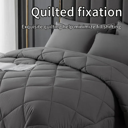 Decorbites™ Gemütliches Bettwäsche-Set: Weiches & atmungsaktives Bettdecken-Set in Queen/King-Größe mit Steppdecke & Kissenbezug