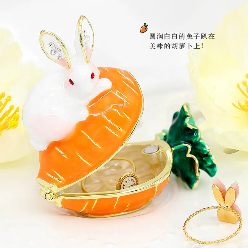 Decorbites™ Kristall-Tierfiguren-Schmuckschatulle Handbemalt Ringhalter Kommoden-Dekoration Hochzeitsgeschenk