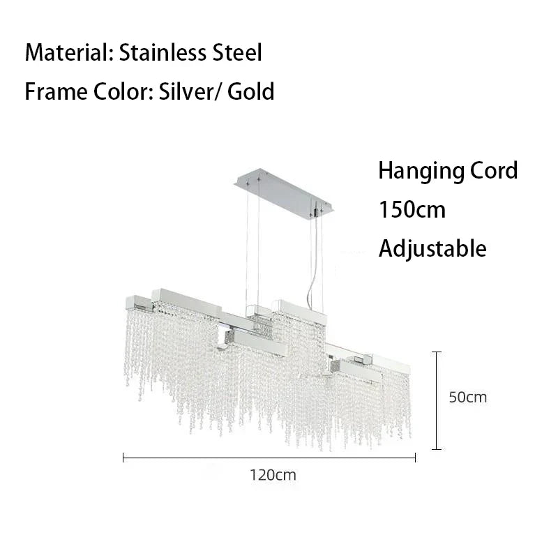 Decorbites™ Kristall-Quasten-Kronleuchter: Moderne Luxus-Silber-Hängeleuchte für das Esszimmer