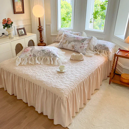 Decorbites™ Französisches Vintage-Spitzen-Prinzessinnen-Bettwäsche-Set mit Blumenprint-Bettüberzug