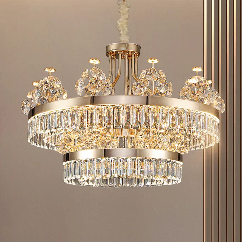 Decorbites™ Kristall-Leuchter: Postmoderne Lichtluxus-Doppelstock-Hängeleuchte für das Wohnzimmer im Haus